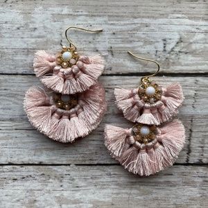 Light Pink Tassel Earrings